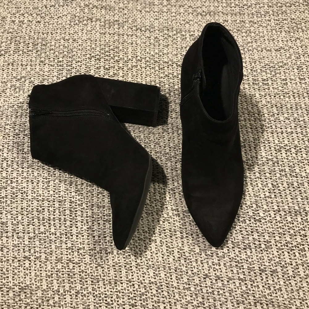 Women’s Black Suede Block Heel Booties H&M 9.5